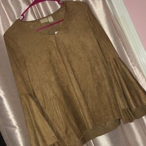 Chico’s Faux Suede Flare Sleeve Blouse